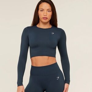 Gymshark Navy Long Sleeve Crop Top - Women's